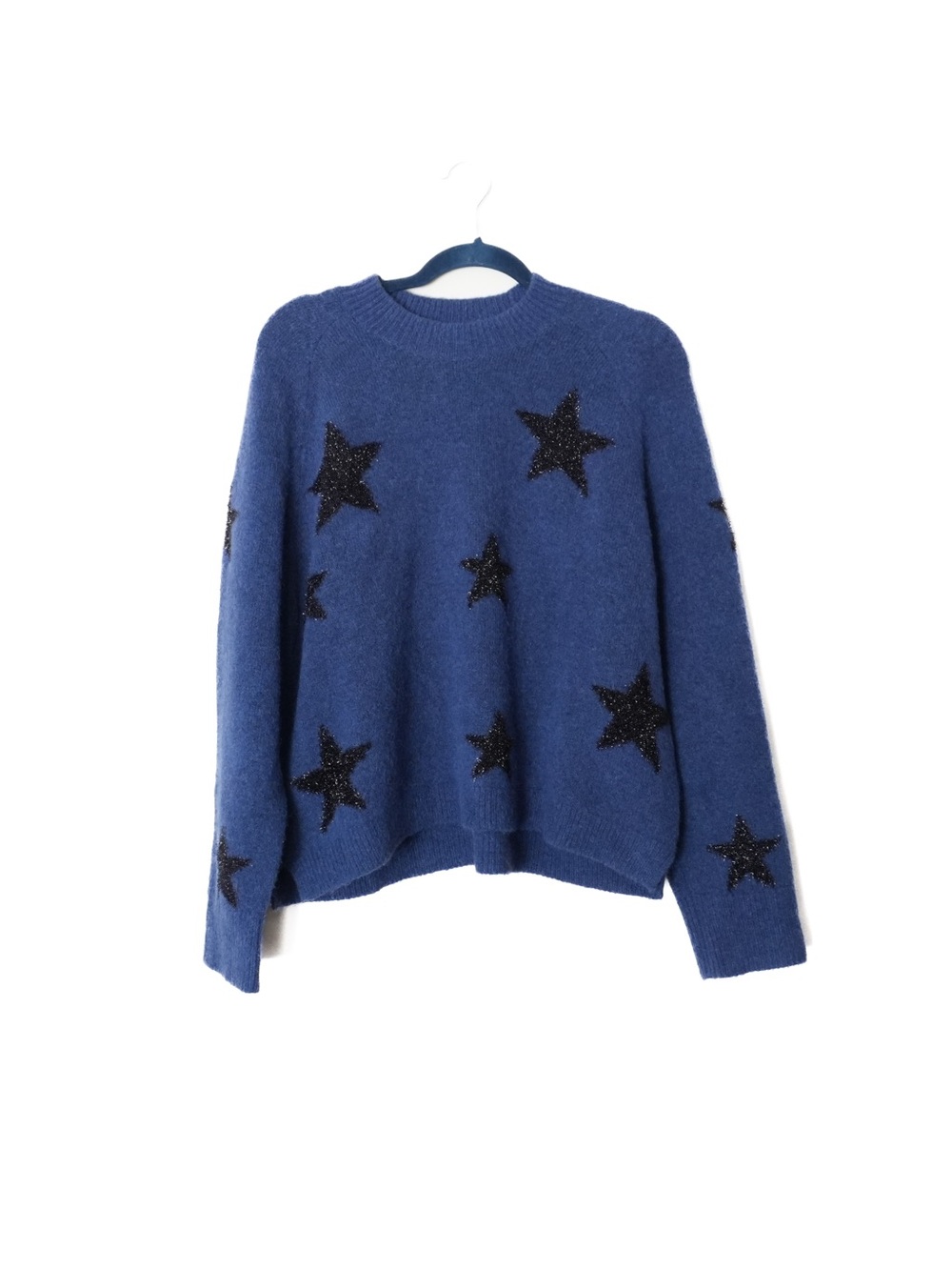 All Saints Starlet Navy Blue Star Jumper Sweater Wool Alpaca Blend